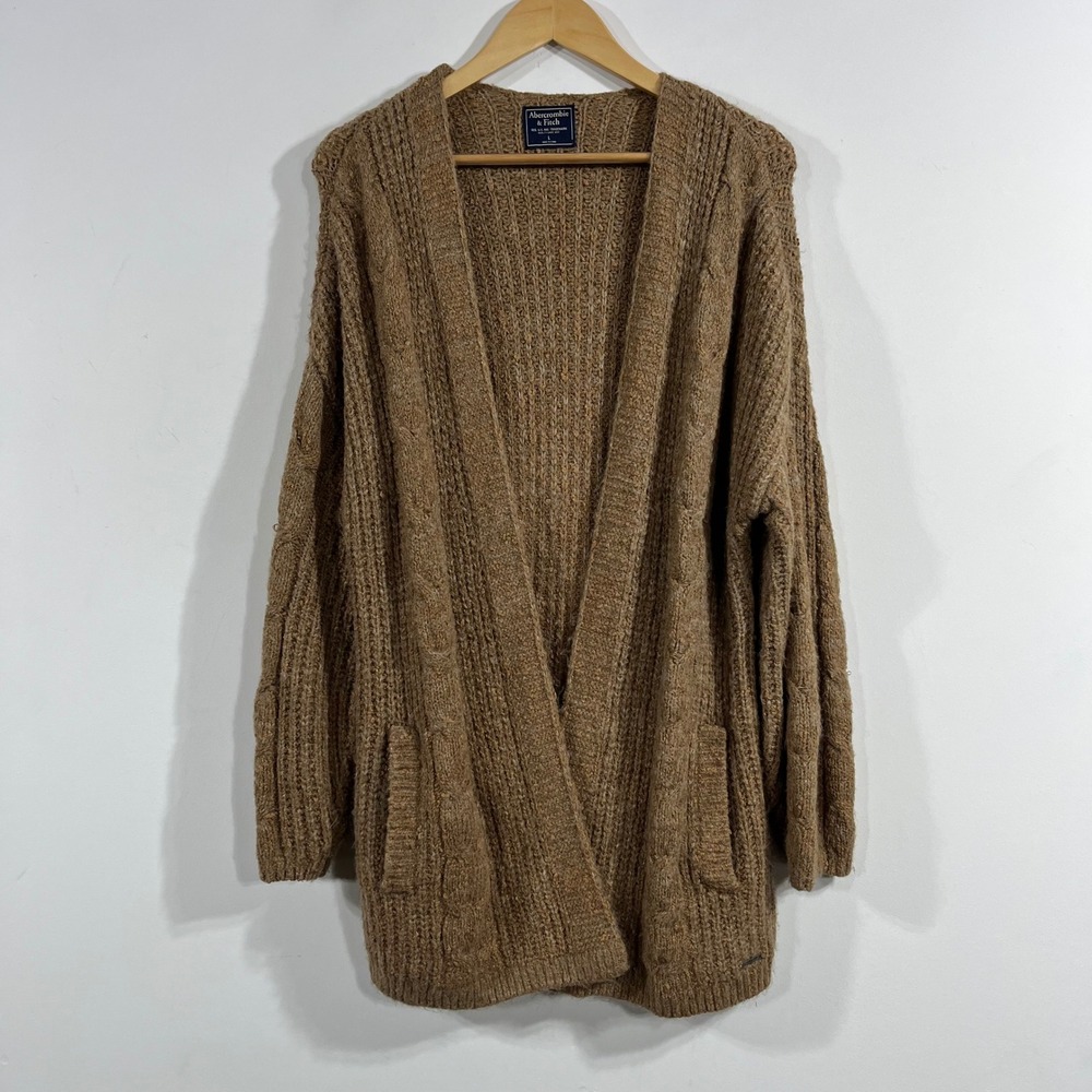 Abercrombie & Fitch Fisherman Chunky Cable Knit Academia Cardigan Sweater Large